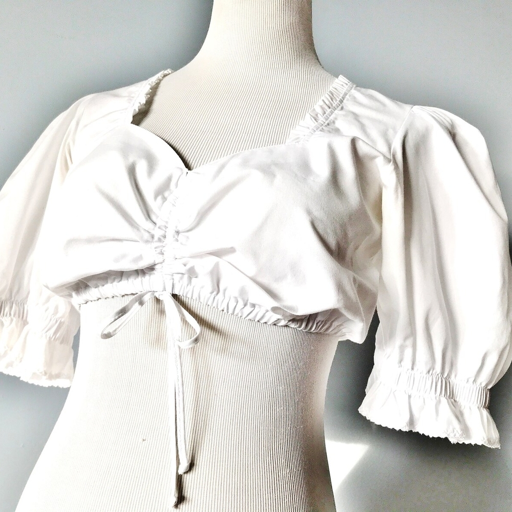 White Cropped Dirndl Blouse